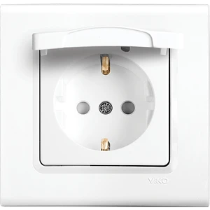 90400012 Viko Linnera Beyaz Kapaklı Topraklı Priz Çerçeve Hariç