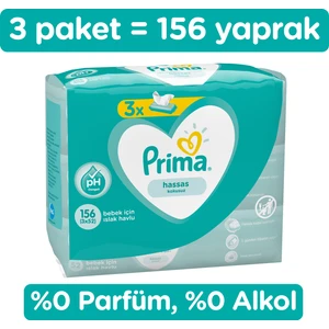 Islak Havlu Mendil Hassas Ciltler İçin 3'lü 156 Yaprak Fırsat Paketi