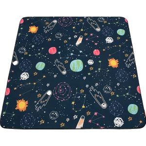 Space 150x150 cm Oyun Matı Bebek Ve Çocuk Halısı Uzay Lacivert