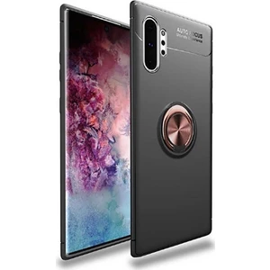 Samsung Note 10 Kılıf Yüzüklü Standlı Metal Araç Tutuculu Ravel Silikon Siyah Rose Gold