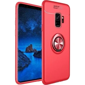 Samsung j6 Plus Kılıf Silikon Yüzüklü Standlı Metal Araç Tutuculu Ravel Tpu Kırmızı