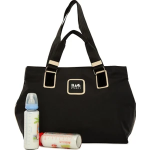 Siyah Garnili Çıtçıtlı Askılı Anne Bebek Bakım Çantası