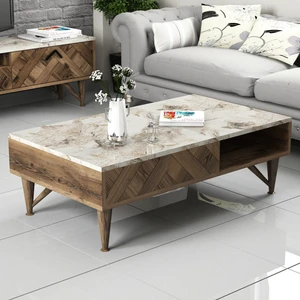 Variant Mobilya Londra Orta Sehpa Ceviz - Beyaz Mermer