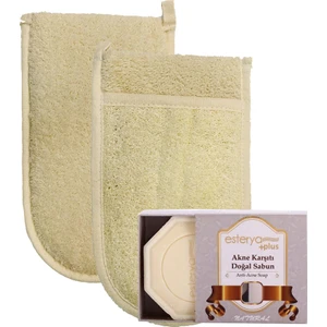 Ipek Naturel Kabak Lifi Kese Çift Taraflı El Geçmeli +  Sabunu Banyo Hamam Kesesi Spa Seti