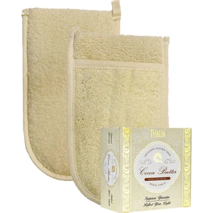 Ipek Naturel Kabak Lifi Kese Çift Taraflı El Geçmeli + Cocoa Butter (Kakao Yağı) Sabunu Banyo Hamam Kesesi Spa Seti