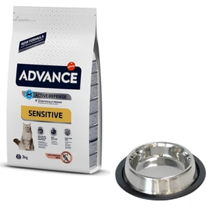 Sensitive Somonlu Yetişkin Kedi Maması 3 kg + Çelik Mama Kabı