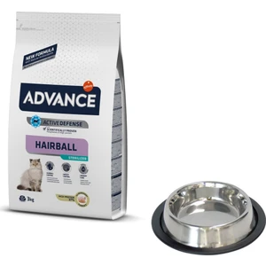 Sterilize Hairball Hindili Kısırlaştırılmış Kedi Maması 3kg + Çelik Mama Kabı