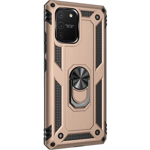 Samsung Galaxy S10 Lite Kılıf Tank Koruma Vega Standlı Yüzüklü Mıknatıslı Gold