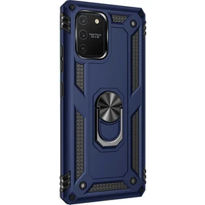 Samsung Galaxy S10 Lite Kılıf Vega Standlı Yüzüklü Mıknatıslı+Nano Glass Lacivert