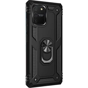 Samsung Galaxy S10 Lite Kılıf Vega Standlı Yüzüklü Mıknatıslı+Nano Glass Siyah