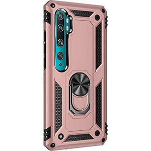 Xiaomi Mi Note 10 Pro Kılıf Tank Koruma Vega Standlı Yüzüklü Mıknatıslı Bronz