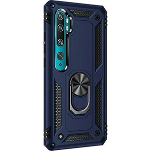 Xiaomi Mi Note 10 Pro Kılıf Tank Koruma Vega Standlı Yüzüklü Mıknatıslı Lacivert