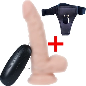 Yumuşak Esnek Yapılı Hunk 15 cm 10 Modlu Titreşimli Kemerli Strap On Penis