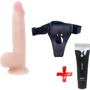 Yumuşak Dokulu Belden Bağlamalı Kemerli 20 cm  Penis + Jel