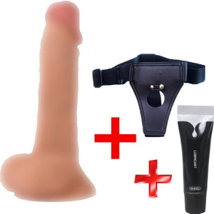 Ekstra Yumuşak Soft Pürüzsüz Silikondan 19 cm Kemerli Penis + Jel