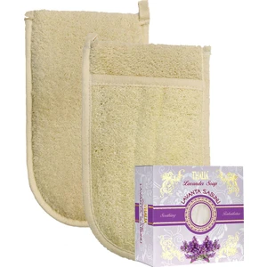 Ipek Naturel Kabak Lifi Kese Çift Taraflı El Geçmeli + Lavanta Sabunu Banyo Hamam Kesesi Spa Seti