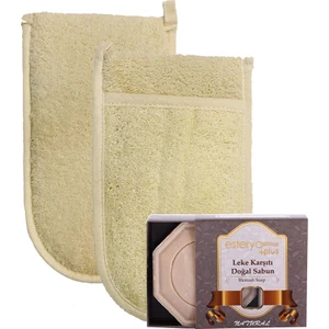 Ipek Naturel Kabak Lifi Kese Çift Taraflı El Geçmeli + Leke Karşıtı Sabunu Banyo Hamam Kesesi Spa Seti
