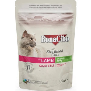 Bonacibo Jöleli Kuzu Etli Pouch Kısırlaştırılmış Yetişkin Kedi Yaş Maması 85 gr