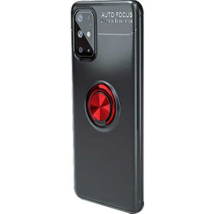 Case 4U Samsung Galaxy S20 Plus Kılıf Autofocus Shockprof Ravel Yüzüklü Standlı Slikon Kapak Siyah - Kırmızı