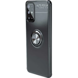 Case 4U Samsung Galaxy S20 Plus Uyumlu Kılıf Autofocus Shockprof Ravel Yüzüklü Standlı Slikon Kapak Siyah