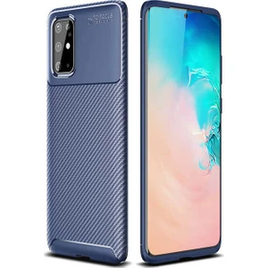 Case 4U S20 Plus Uyumlu Kılıf Rugged Armor Karbon Desenli Lüx Negro Silikon Arka Kapak Lacivert