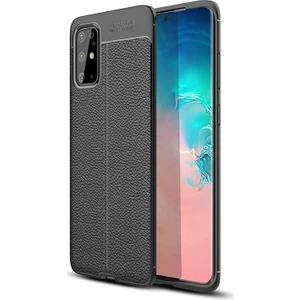 Case 4U S20 Plus Kılıf Rugan Armor Deri Görünümlü Yüksek Kalite Silikon Niss Siyah