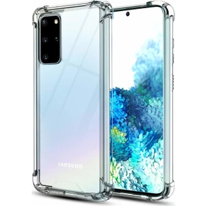 Case 4U Samsung Galaxy S20 Plus Uyumlu Kılıf Köşe Korumalı Darbe Emici Anti Shock Arka Kapak Şeffaf