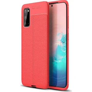 Case 4U S20 Kılıf Rugan Armor Deri Görünümlü Yüksek Kalite Silikon Niss Kırmızı