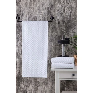 Beyaz Kare Desen Spor Havlusu 30 x 90 cm (3 Adet)