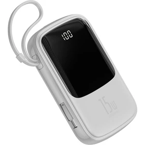 Q pow 3A Dijital Gösterge 10.000 mAhmAh Power Bank + Lightning Şarj Başlık PPQD-B02 Beyaz