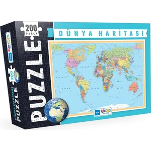 Blue Focus Dünya Haritası 200 Parça Puzzle