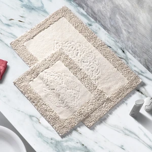Alanur Home Salina Cotton Makarnalı Yıkanabilir 2'li Paspas Seti Klozet Takımı Cappuccino