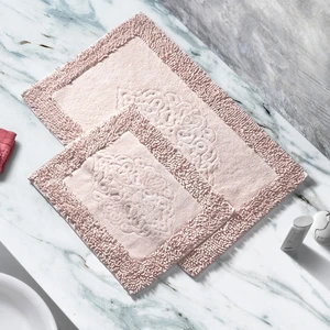 Alanur Home Salina Cotton Makarnalı Yıkanabilir 2'li Paspas Seti Klozet Takımı Pudra