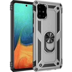 Tekno Grup Samsung Galaxy Note 10 Lite Kılıf Çift Katmanlı Yüzüklü Manyetik Vega Kapak - Gümüş