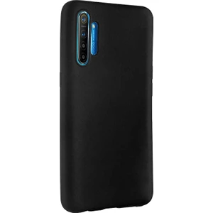 Case 4U Realme XT Kılıf Klasik Mat Renkli Yumuşak Premier Silikon + Cam Ekran Koruyucu Siyah