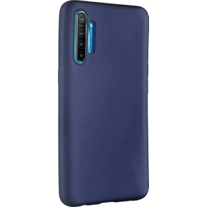 Case 4U Realme XT Kılıf Klasik Mat Renkli Yumuşak Premier Silikon + Cam Ekran Koruyucu Lacivert