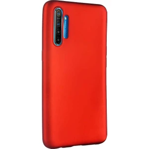Case 4U Realme XT Kılıf Klasik Mat Renkli Yumuşak Premier Silikon + Cam Ekran Koruyucu Kırmızı