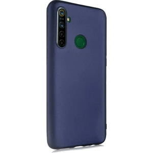 Case 4U Realme 5i Kılıf Klasik Mat Renkli Yumuşak Premier Silikon + Cam Ekran Koruyucu Lacivert