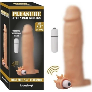 X-Tender 8 cm Dolgulu Titreşimli Realistik Uzatmalı Penis Kılıfı