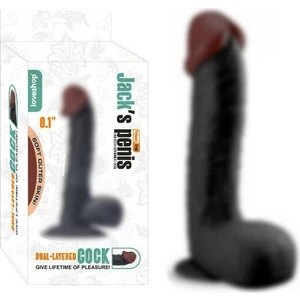 Jacks 20 cm Vantuzlu Gerçekçi Realistik Dildo Siyah Zenci Penis