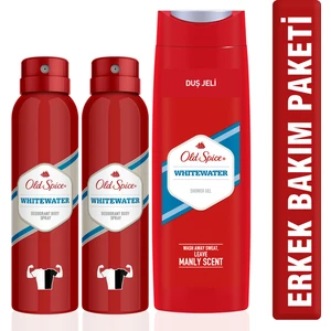 Old Spice Duş Jeli 400 ml + Sprey Deo White Water 150 ml x 2