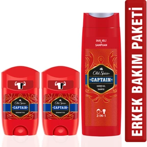 Old Spice Duş Jeli & Şampuan 400 ml + Deo Stick 50 ml x 2 Captain