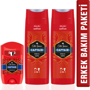 Old Spice Duş Jeli & Şampuan 400 ml x 2 + Deo Stick Captain 50 ml