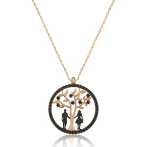 Papatya Silver Zirkon Taşlı Gümüş Hayat Ağacı Aşk Kolye