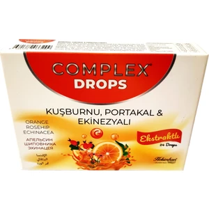 Complex Drops Bitkisel Boğaz Pastili Kuşburnu, Portakal & Ekinezyalı 24 Drops