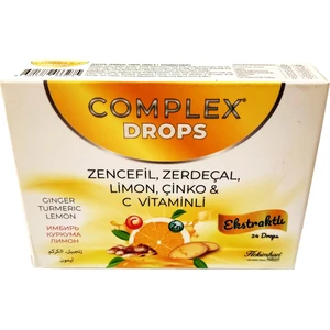 Complex Drops Bitkisel Boğaz Pastili Zencefil, Zerdeçal, Limon, Çinko & C Vitaminli 24 Drops