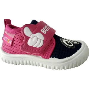 Trc22-3035 Günlük Lacivert Fuşya Çocuk Tekstil Cırtlı Spor Ayakkabı