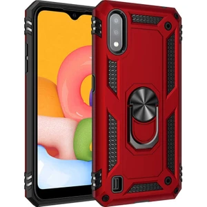 Case Street  A01 Kılıf Vega Standlı Yüzüklü Mıknatıslı + Nano Glass  - Lacivert