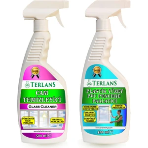 Terlans Cam Temizleyici ve Plastik Yüzey Pvc Pencere Parlatıcı 2 x 500 ml
