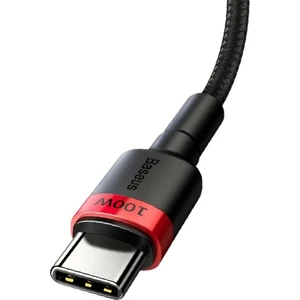 Cafule PD2.0 100W USB-C - Type-C Data ve Şarj Kablosu 20V 5A 2 mt CATKLF-AL91 - Siyah - Kırmızı